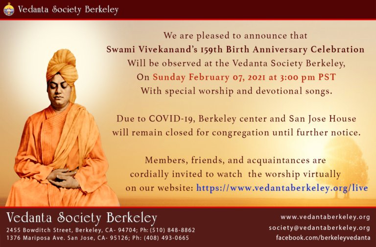 Swami Vivekanand’s 159th Birth Anniversary Celebration – Vedanta ...